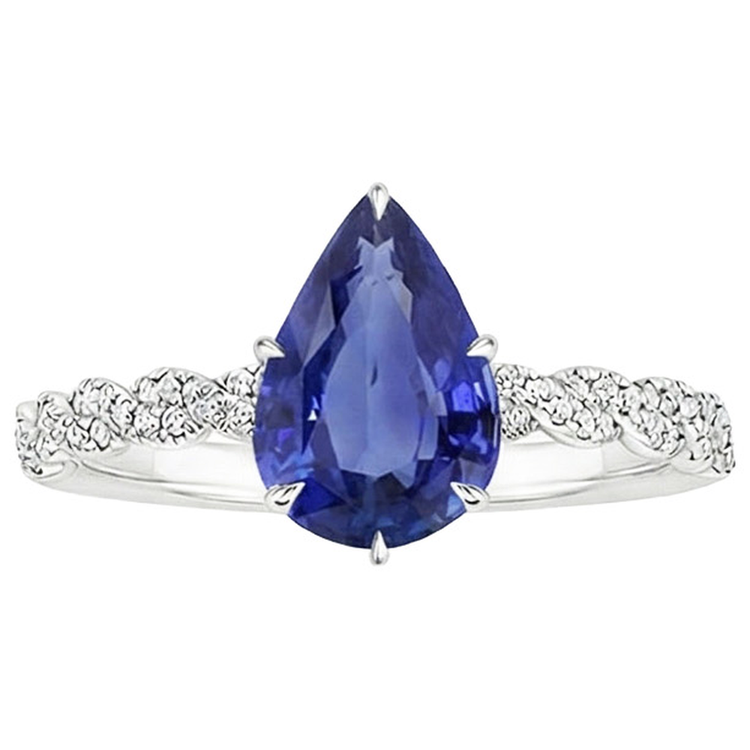 naturel pear diamant 3.50carats bague vue de profil