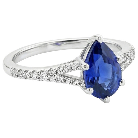 naturel pear diamant 3.25carats bague angle de côté