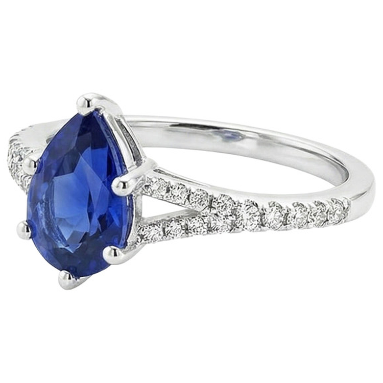 naturel pear diamant 3.25carats bague vue de dessus
