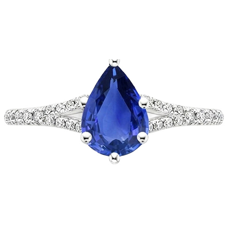 naturel pear diamant 3.25carats bague vue de profil
