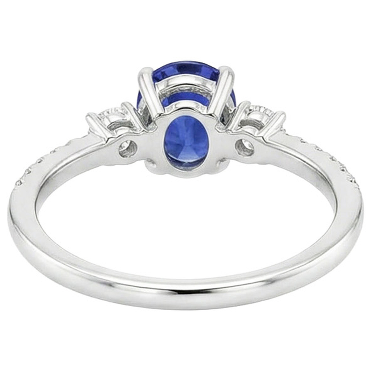 naturel oval saphir 3.50carats bague détail rapproché