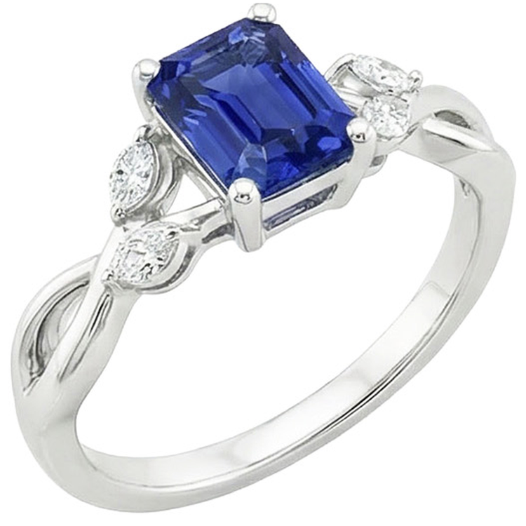 naturel marquise saphir 4carats bague détail rapproché