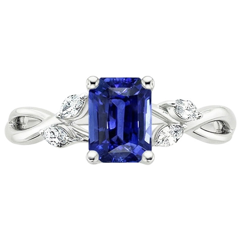 naturel marquise saphir 4carats bague vue de profil