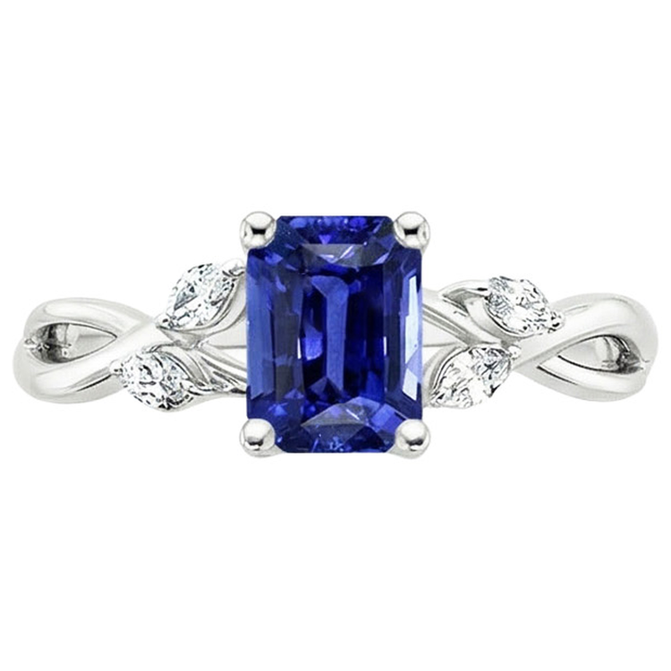 naturel marquise saphir 4carats bague vue de profil