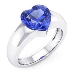 Bague Solitaire Saphir Ceylan 2 Carats Bague Épaisse En Forme De Coeur
