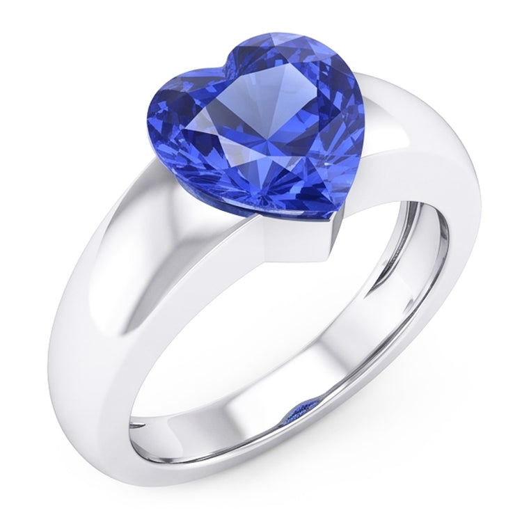 Bague Solitaire Saphir Ceylan 2 Carats Bague Épaisse En Forme De Coeur