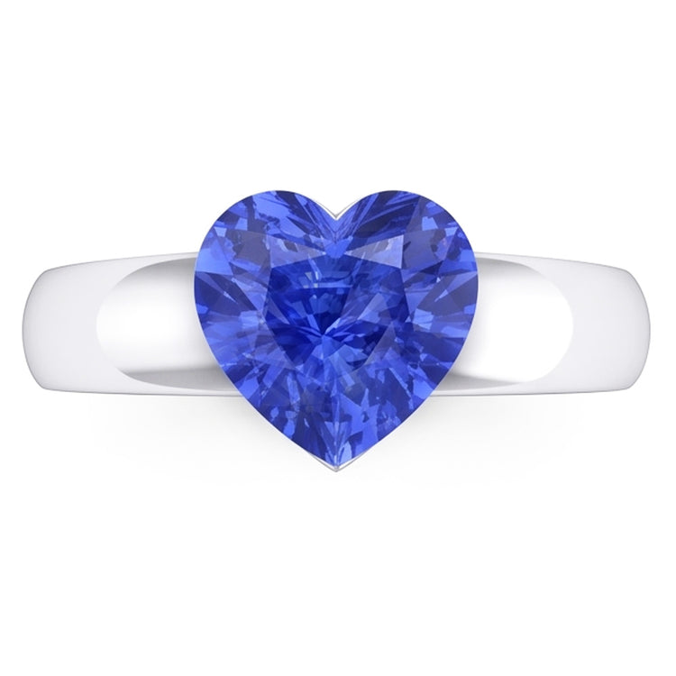 Bague Solitaire Saphir Ceylan 2 Carats Bague Épaisse En Forme De Coeur