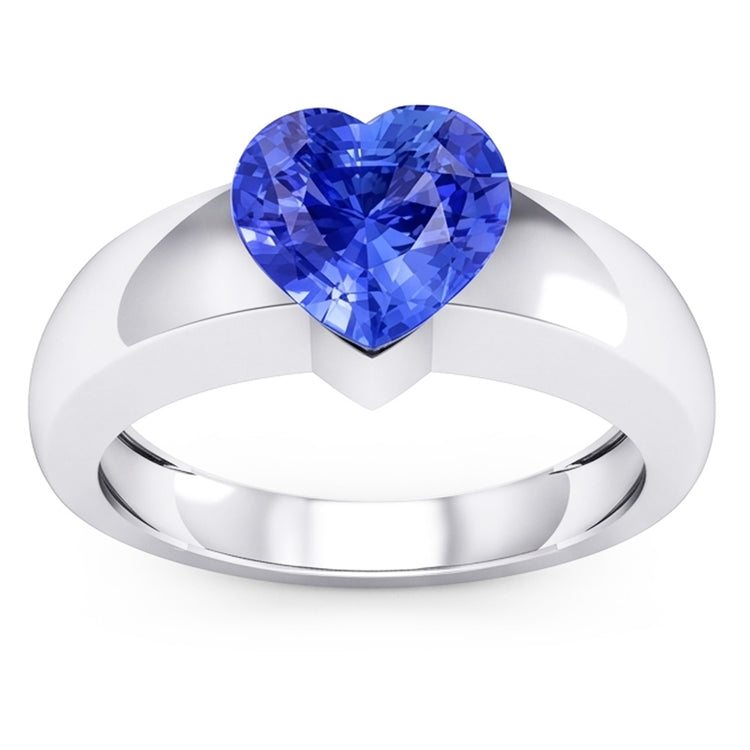 Bague Solitaire Saphir Ceylan 2 Carats Bague Épaisse En Forme De Coeur