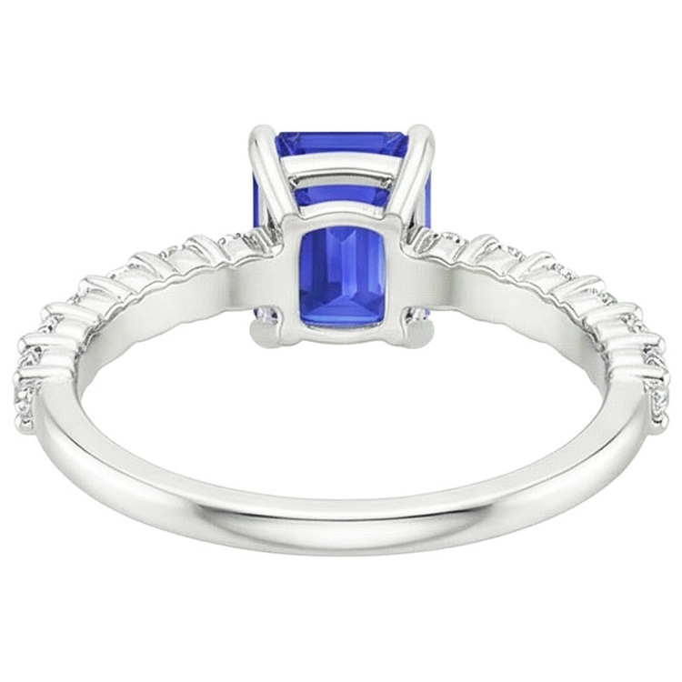 Bague Solitaire Saphir Ceylan Avec Accents & Diamants Naturels Extraits des Mines ( et non cultivés en laboratoire ) 5 Carats