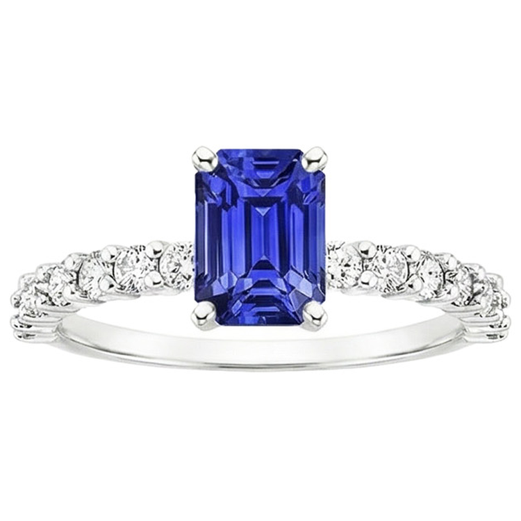 Bague Solitaire Saphir Ceylan Avec Accents & Diamants Naturels Extraits des Mines ( et non cultivés en laboratoire ) 5 Carats