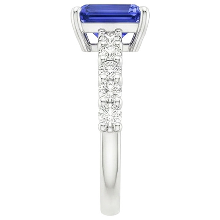 Bague Solitaire Saphir Ceylan Avec Accents & Diamants Naturels Extraits des Mines ( et non cultivés en laboratoire ) 5 Carats