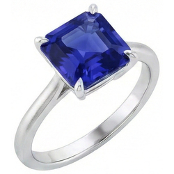 Bague Solitaire Saphir Ceylan Taille Asscher 2 Carats Bijoux Femme