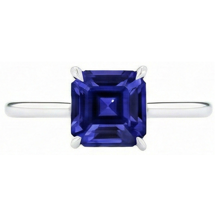 Bague Solitaire Saphir Ceylan Taille Asscher 2 Carats Bijoux Femme