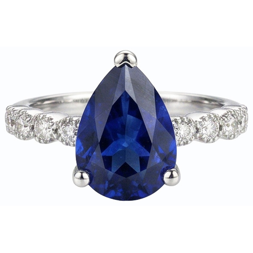 naturel pear diamant 3.50carats bague vue de dessus