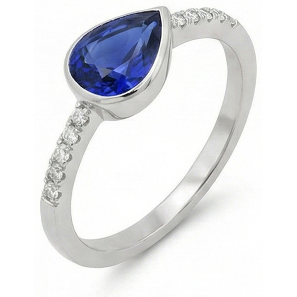 naturel pear diamant 2.50carats bague vue de face