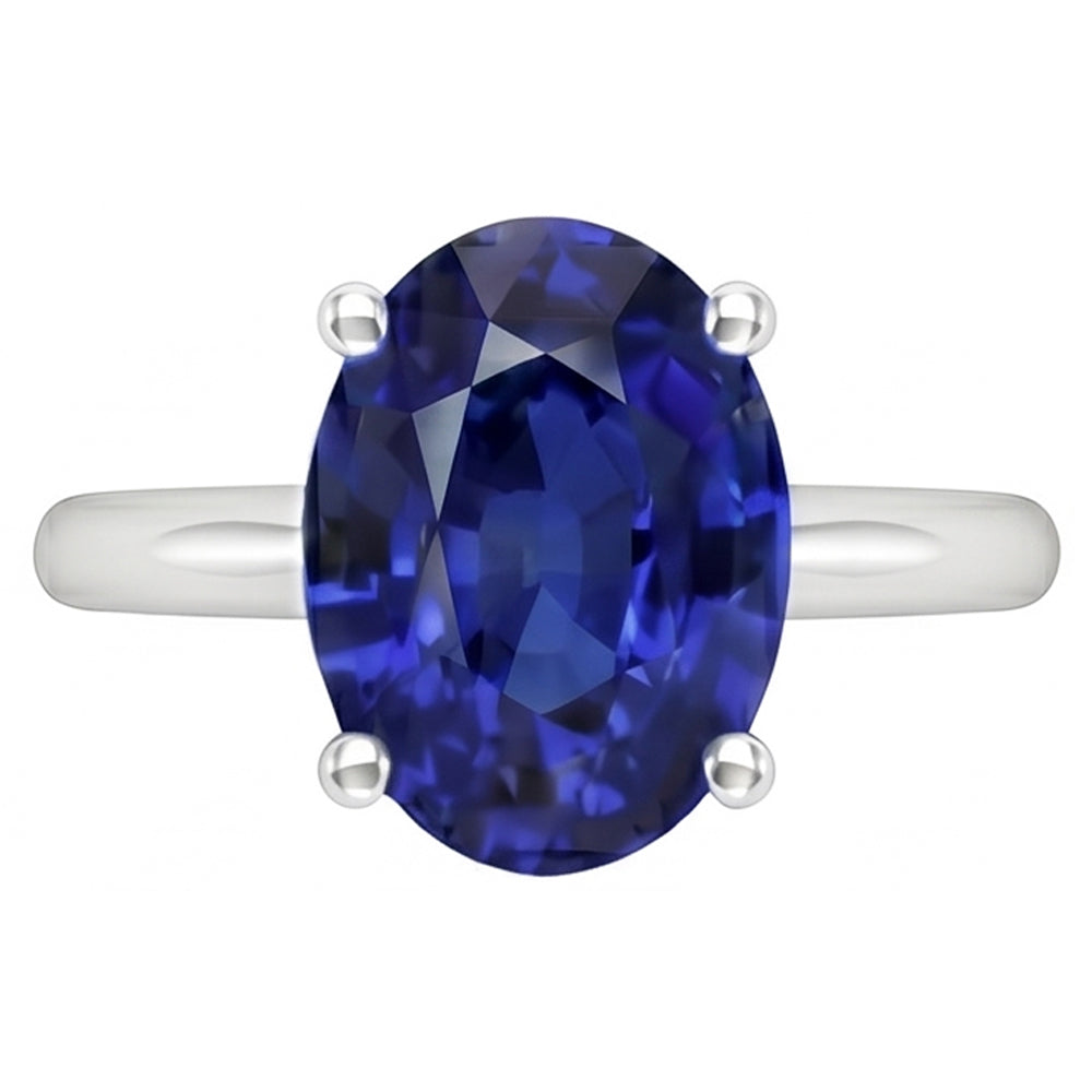naturel oval saphir 3.30carats bague angle de côté