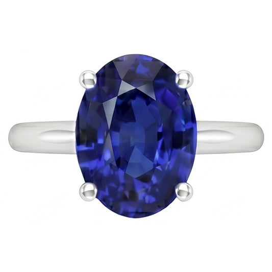 naturel oval saphir 3.30carats bague angle de côté