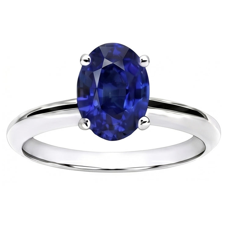 naturel oval saphir 3.30carats bague vue de dessus