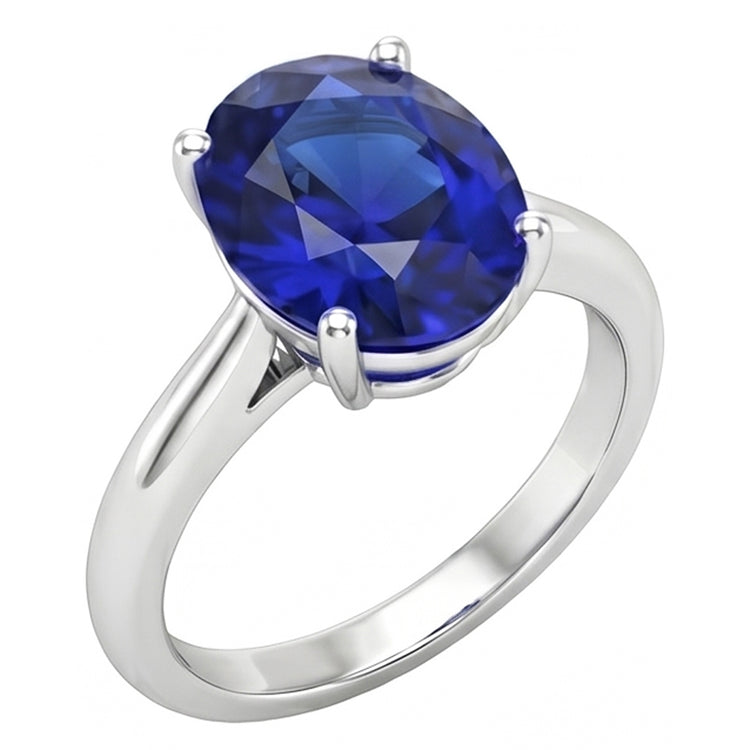 naturel oval saphir 3.30carats bague vue de face