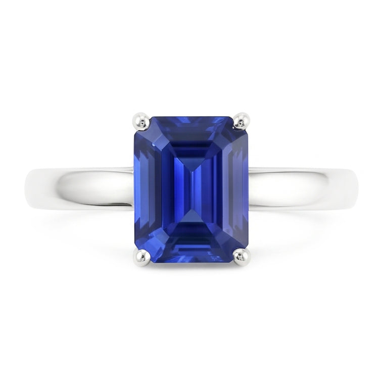 Bague Solitaire Saphir Sri Lankais Forme émeraude 1.50 Carats