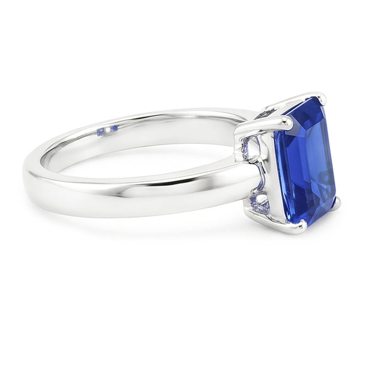 Bague Solitaire Saphir Sri Lankais Forme émeraude 1.50 Carats