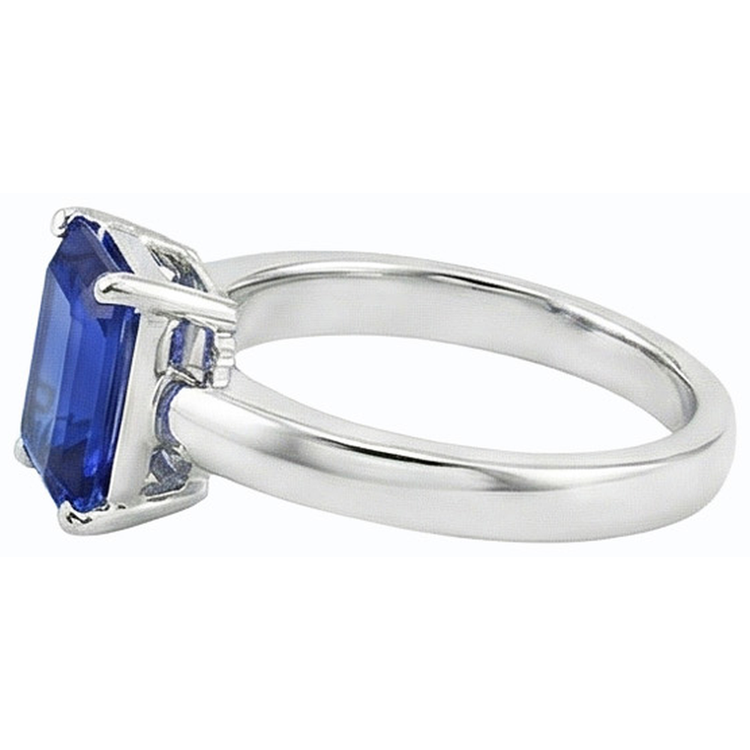 Bague Solitaire Saphir Sri Lankais Forme émeraude 1.50 Carats