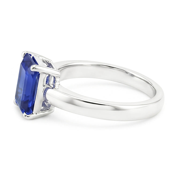 Bague Solitaire Saphir Sri Lankais Forme émeraude 1.50 Carats