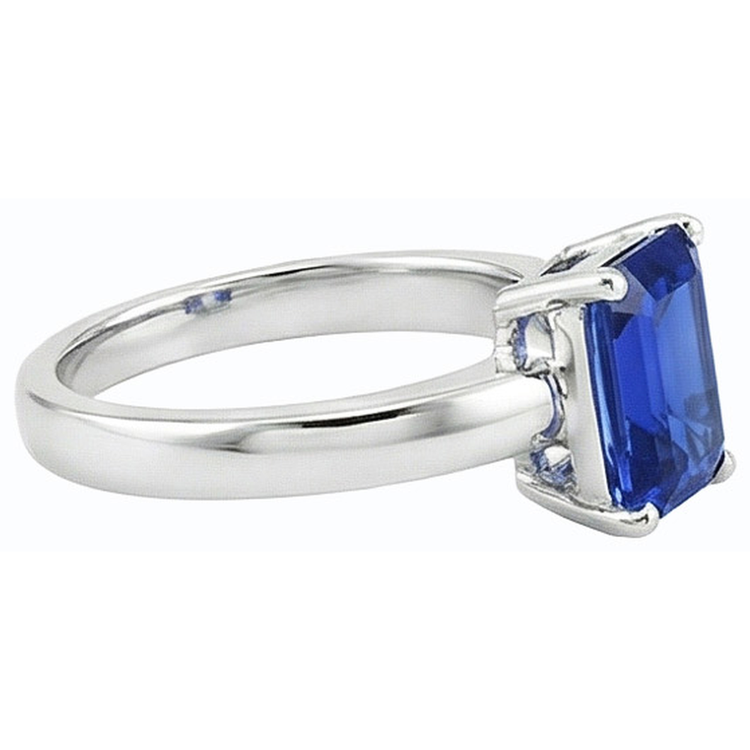 Bague Solitaire Saphir Sri Lankais Forme émeraude 1.50 Carats