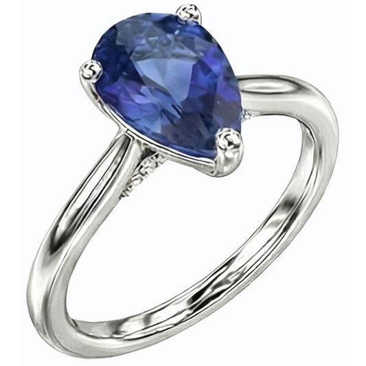 naturel pear diamant 2.50carats bague angle de côté