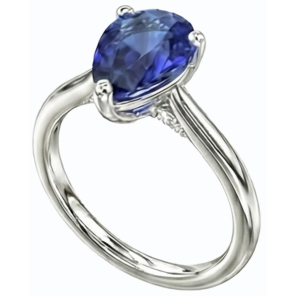 naturel pear diamant 2.50carats bague détail rapproché