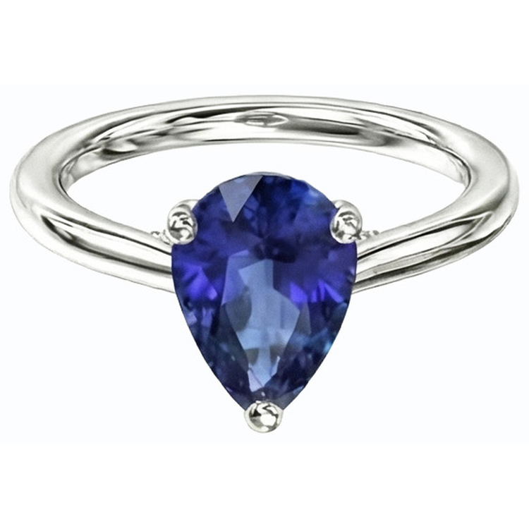naturel pear diamant 2.50carats bague vue de profil