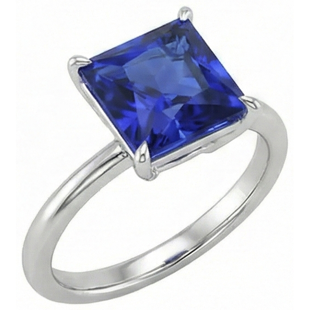 Bague Solitaire Saphir Taille Carrée 5 Carats