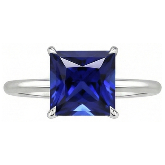 Bague Solitaire Saphir Taille Carrée 5 Carats