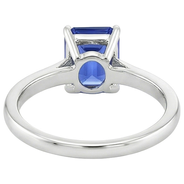 Bague Solitaire Sertissage Griffe Emeraude Ceylan Saphir 3 Carats