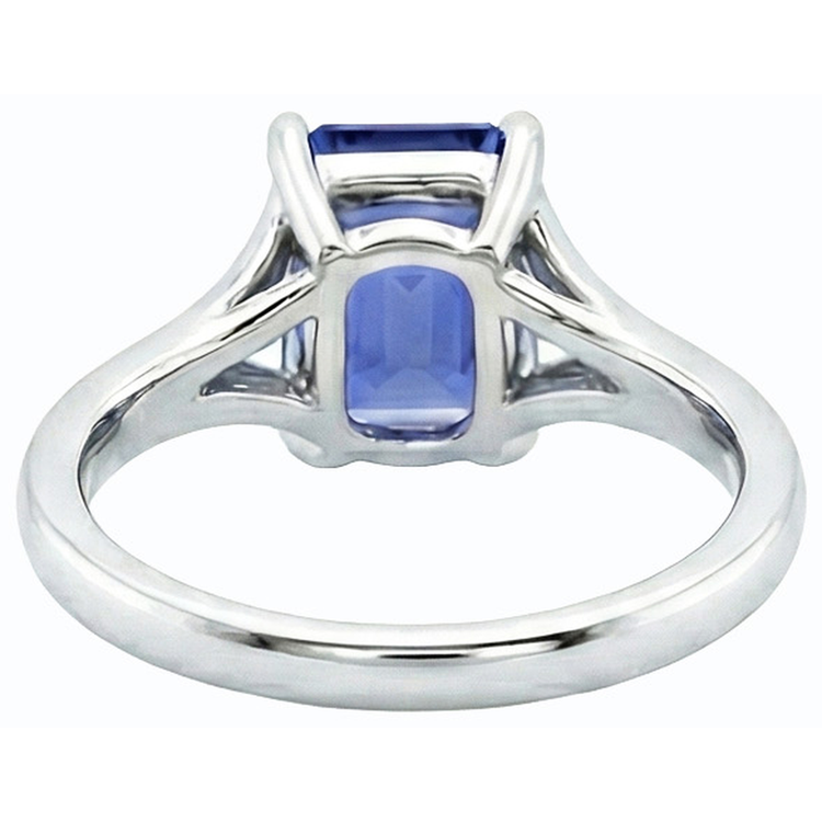 Bague Solitaire Split Shank Emeraude Bleu Clair Saphir 2 Carats