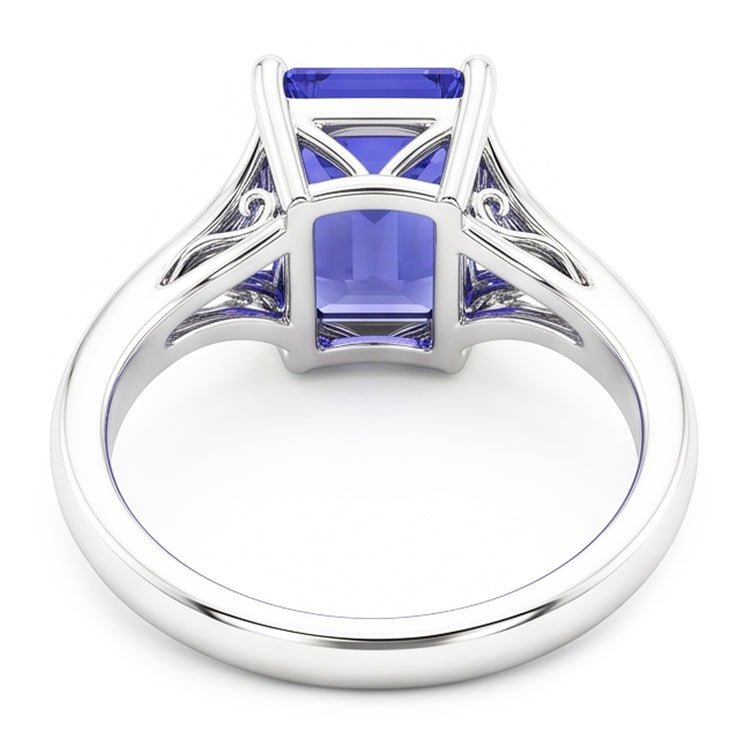 Bague Solitaire Split Shank Emeraude Bleu Clair Saphir 2 Carats