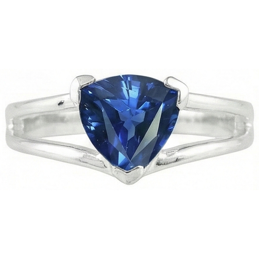 naturel trillion saphir 1carats bague angle de côté