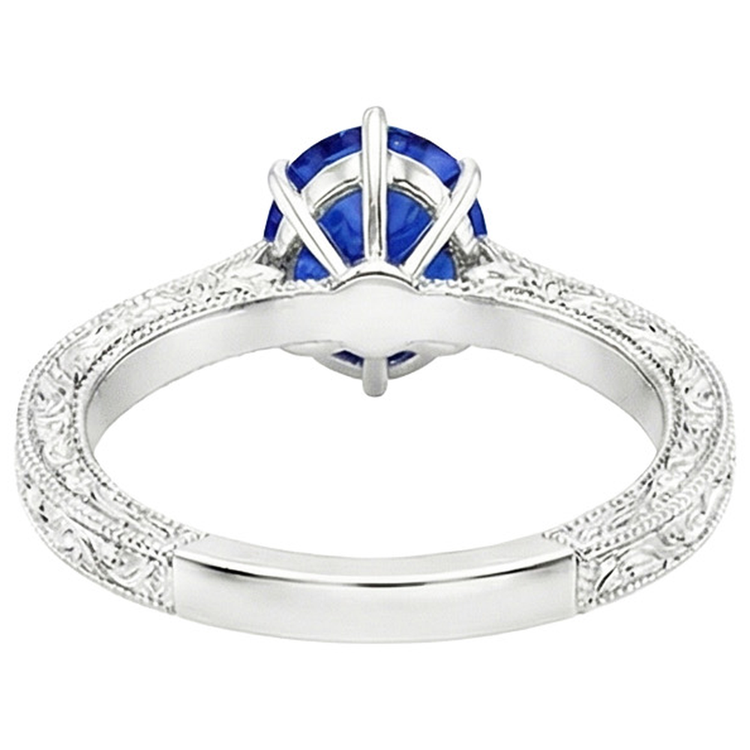 naturel pear saphir 2carats bague vue de dessus
