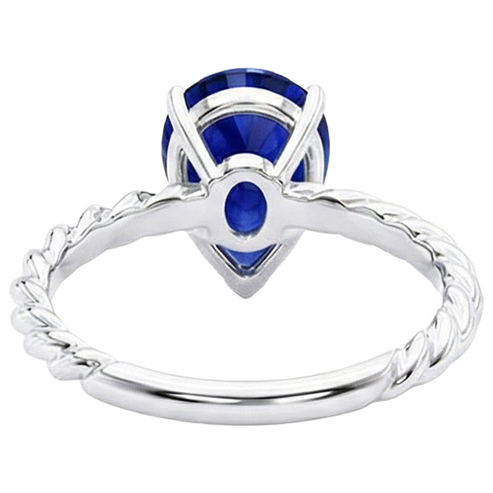 naturel pear saphir 2.50carats bague angle de côté