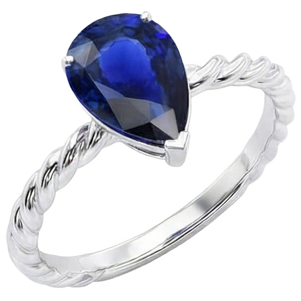 naturel pear saphir 2.50carats bague détail rapproché