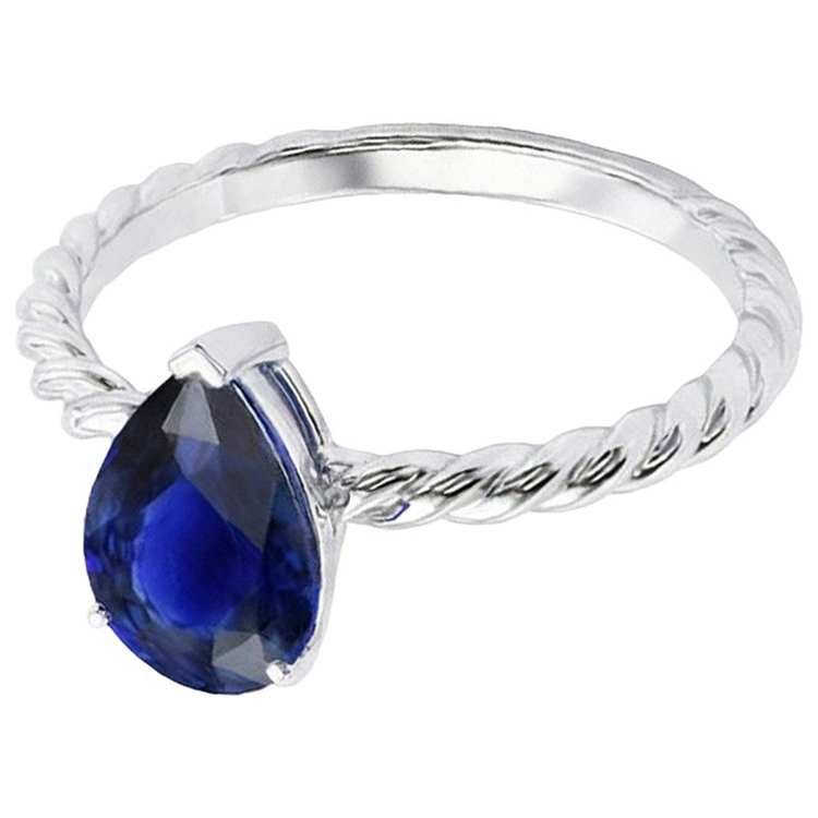 naturel pear saphir 2.50carats bague vue de dessus