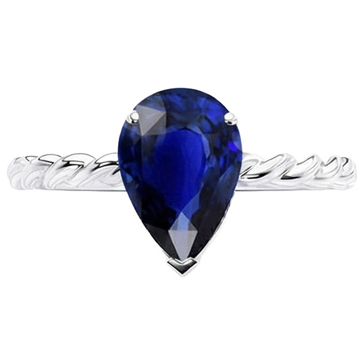 naturel pear saphir 2.50carats bague sur blanc