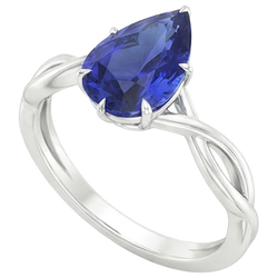 Bague Solitaire Style Infini Poire Saphir Bleu 2.50 Carats