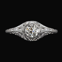 Bague Solitaire Style Vintage Ancienne Mine Cut Réel Diamond 1.50 Carats Filigrane