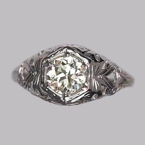 Bague Solitaire Style Vintage Rond Ancienne Mine Cut Naturel Diamant 1.25 Carats