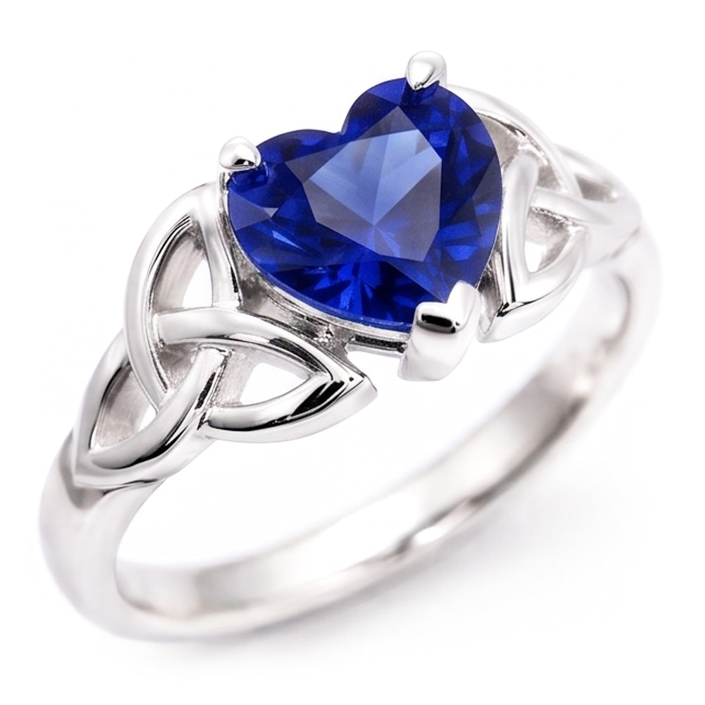 Bague Solitaire Taille Coeur Style Vintage Saphir Sri Lankais 2 Carats