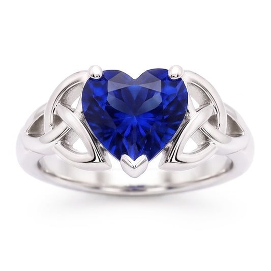 Bague Solitaire Taille Coeur Style Vintage Saphir Sri Lankais 2 Carats