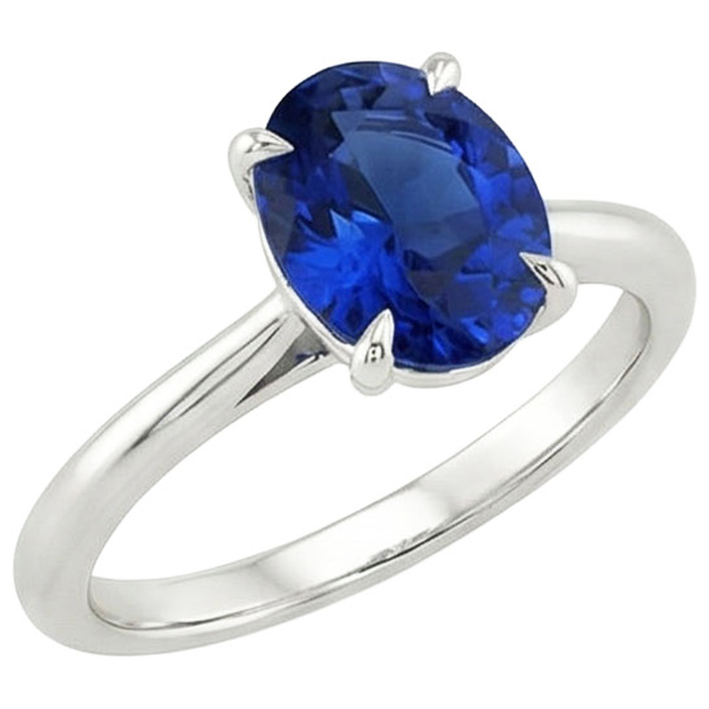 naturel oval saphir 2.50carats bague angle de côté