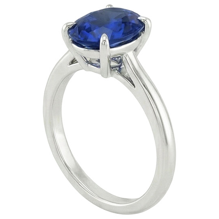 naturel oval saphir 2.50carats bague vue de dessus