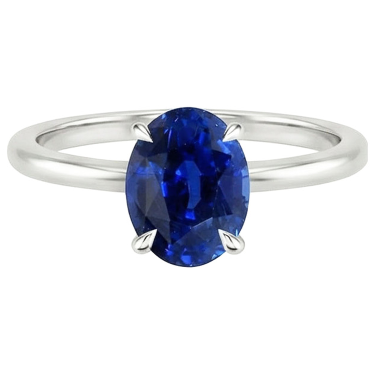 naturel oval saphir 2.50carats bague vue de profil